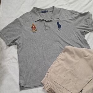 Gray Polo Ralph Lauren Shirt with Embroidered Logo